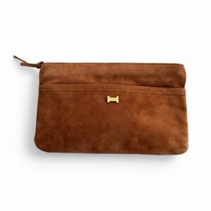 Camel Brown Suede Clutch